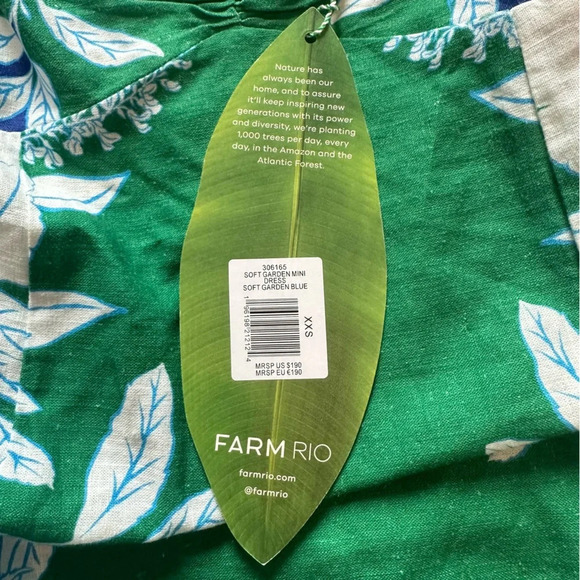 NWT Farm Rio Soft Garden Mini Dress size XXS soft garden blue 306165 - Picture 11 of 12
